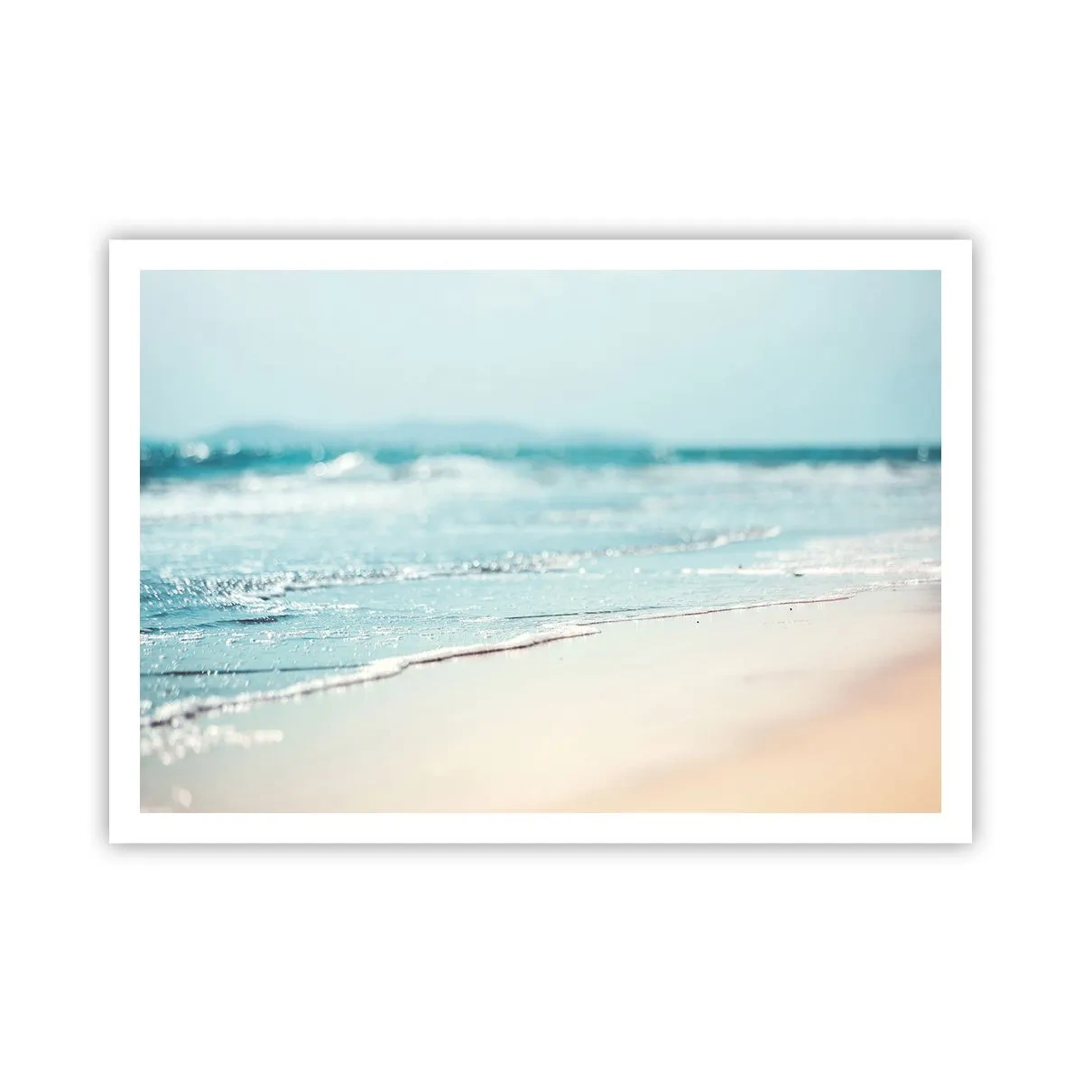 Poster - Dolci onde dell'oceano su una spiaggia sabbiosa - 100x70cm - Calore e rumore - Decorazione murale moderna per soggiorno e camera da letto ARTTOR