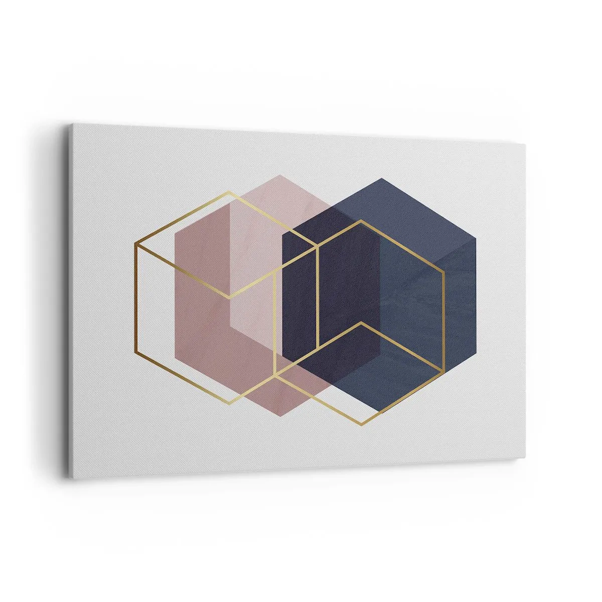 Quadro su tela - Stampe su Tela - Forme geometriche in linee dorate su uno sfondo pastello - 100x70cm - La forza della semplicità - Decorazione murale moderna per soggiorno e camera da letto ARTTOR