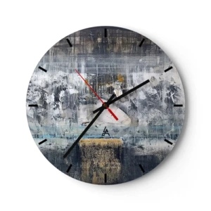 Orologio da parete - Orologio in Vetro - Composizione astratta in tonalità fredde con texture - 30x30cm - Talvolta è facile, talvolta è difficile - Decorazione murale moderna per soggiorno, cucina e camera da letto ARTTOR