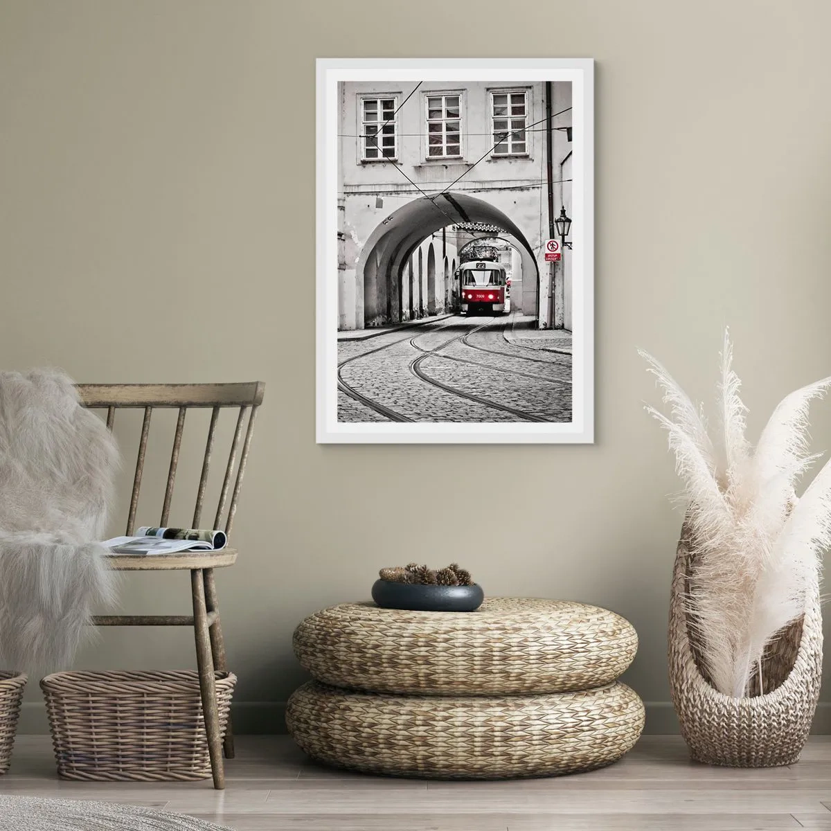 Poster in cornice bianca - Attraverso il labirinto cittadino - 70x100 cm