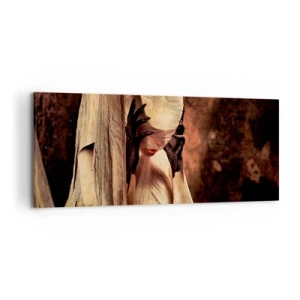 Quadro su tela - Stampe su Tela - Una donna con un velo e uno stile misterioso su uno sfondo scuro - 120x50cm - Tra il bene e il male - Decorazione murale moderna per soggiorno e camera da letto ARTTOR