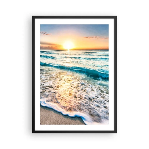 Poster in cornice nera - Tramonto su un mare calmo con onde - 50x70cm - Tramonto sul mare - Decorazione murale moderna per soggiorno e camera da letto ARTTOR