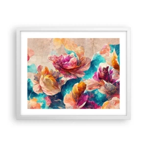 Poster in cornice bianca - Lo splendore colorato del bouquet - 50x40 cm