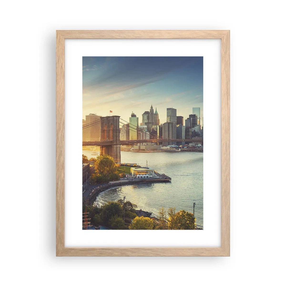 Poster in cornice rovere chiaro - L'alba nella grande città - 30x40 cm