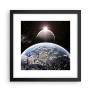 Poster in cornice nera - Paesaggio cosmico: sorgere del sole - 30x30 cm