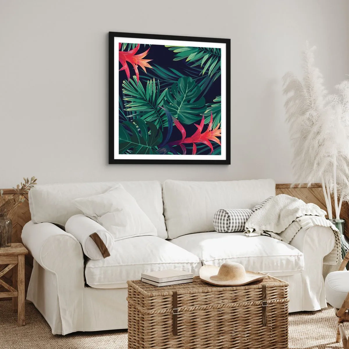 Poster in cornice nera - Fiammante nel verde - 30x30 cm