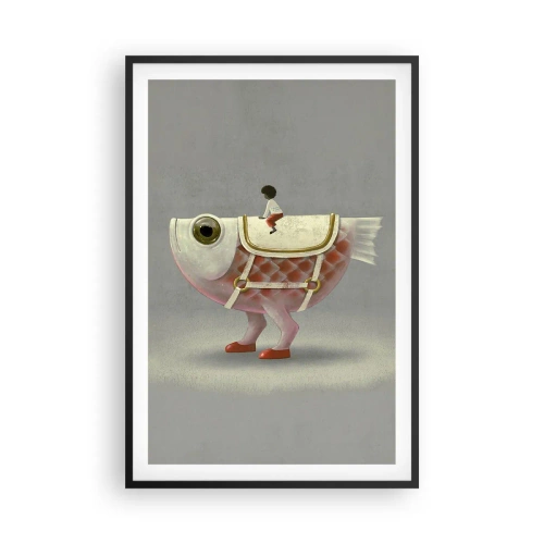 Poster in cornice nera - Il cavaliere del pesce - 61x91 cm
