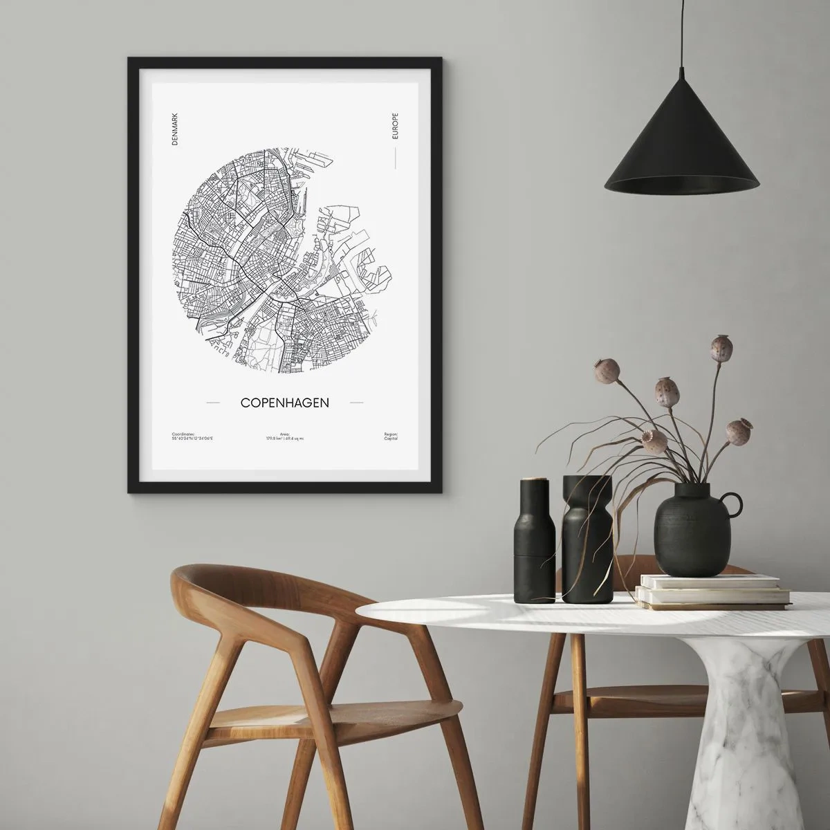 Poster in cornice nera - Anatomia di Copenaghen - 30x40 cm