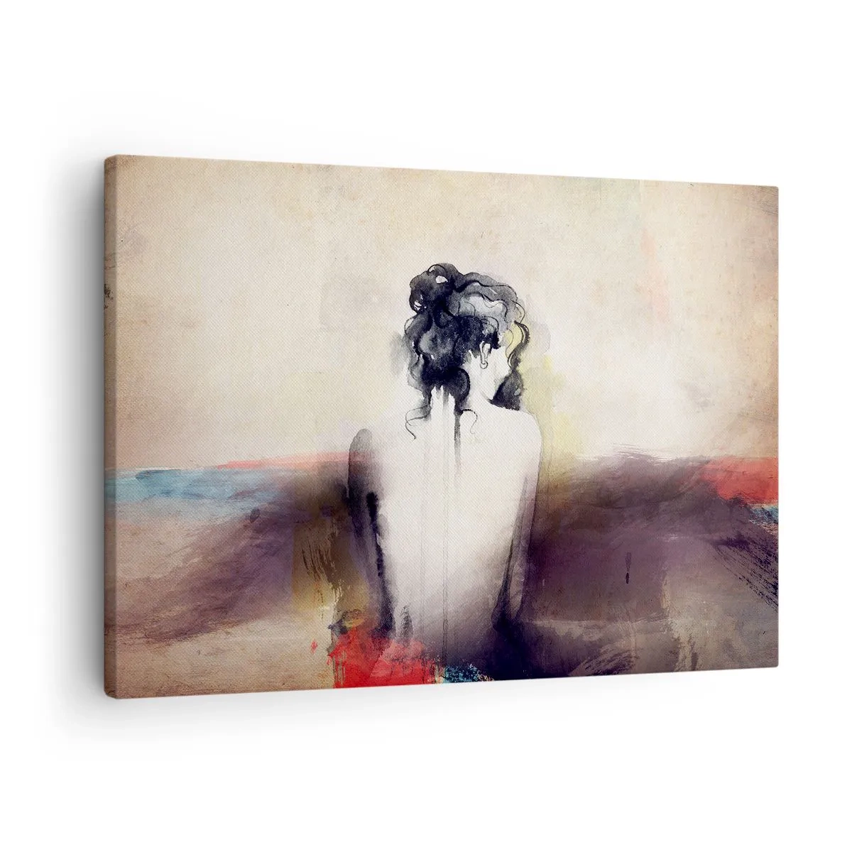 Quadro su tela - Stampe su Tela - Un sottile ritratto di una donna in stile artistico - 70x50cm - Linee miti, forme ovali - Decorazione murale moderna per soggiorno e camera da letto ARTTOR