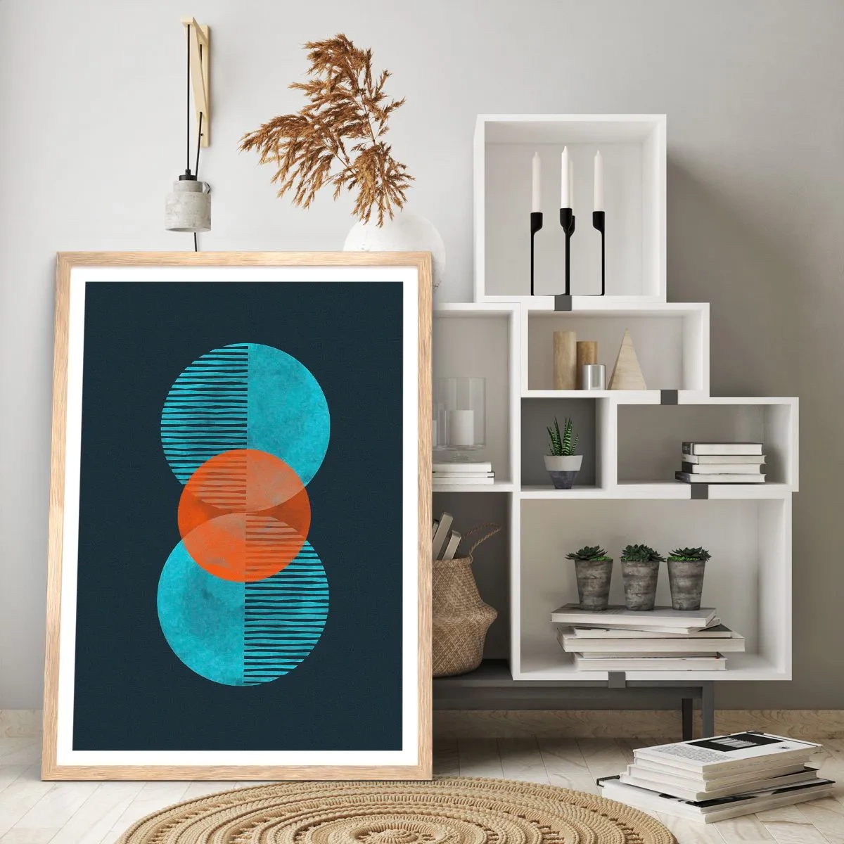 Poster in cornice rovere chiaro - Composizione simmetrica - 70x100 cm