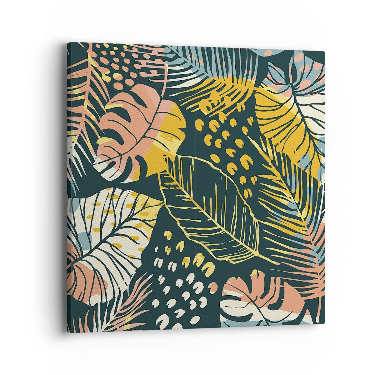 Quadro su tela - Stampe su Tela - Fantasia di foglie - 40x40 cm
