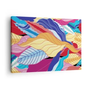 Quadro su tela - Stampe su Tela - Le foglie dai colori vivaci creano una composizione dinamica - 70x50cm - Disordine colorato - Decorazione murale moderna per soggiorno e camera da letto ARTTOR