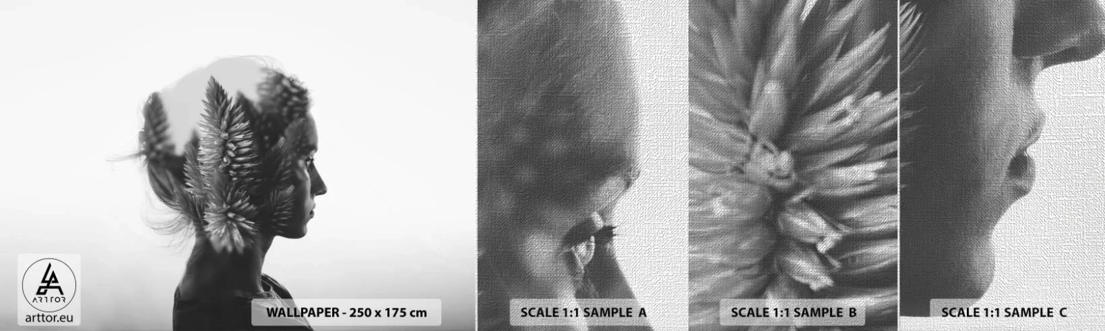 Campione di Fotomurale Premium Canvas - La signora della pineta - Astrazione, Donna, Pezzo - 100x30 cm