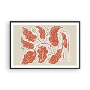 Poster in cornice nera - Folklore color corallo - 91x61 cm