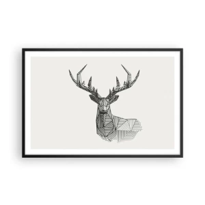 Poster in cornice nera - Cervo in stile cubista - 91x61 cm