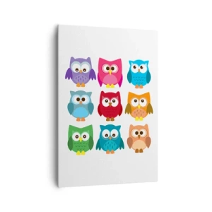 Quadro su tela - Stampe su Tela - Illustrazioni colorate di gufi in stile infantile - 70x100cm - Essere diversi può essere divertente - Decorazione murale moderna per soggiorno e camera da letto ARTTOR