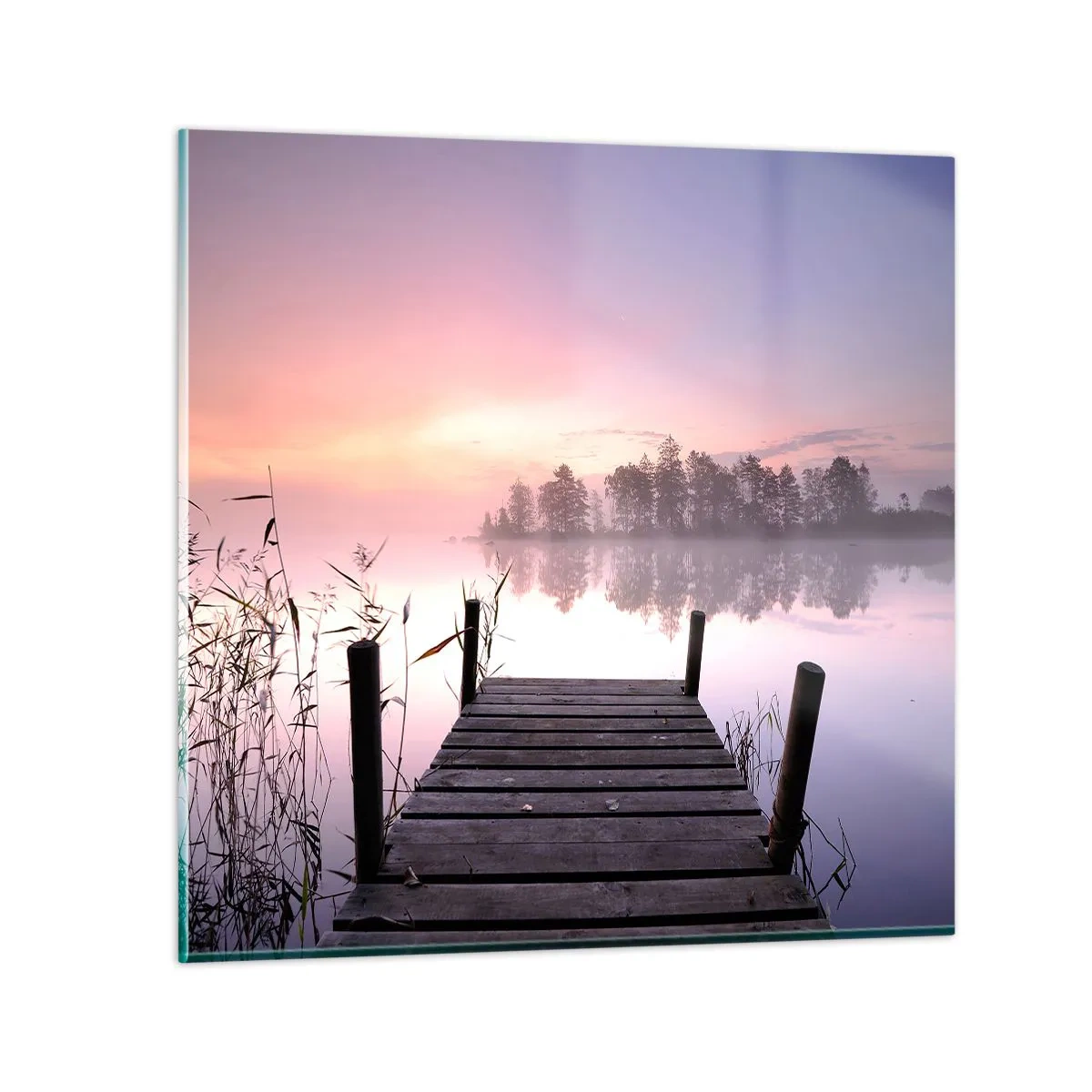 Quadro su vetro - Nebbia color lilla - 70x70 cm