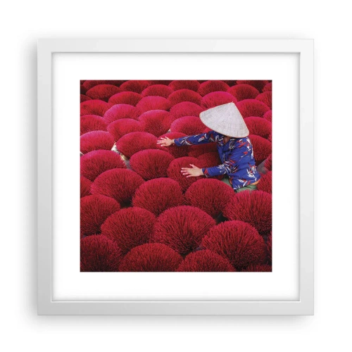 Poster in cornice bianca - Nel campo di riso - 30x30 cm