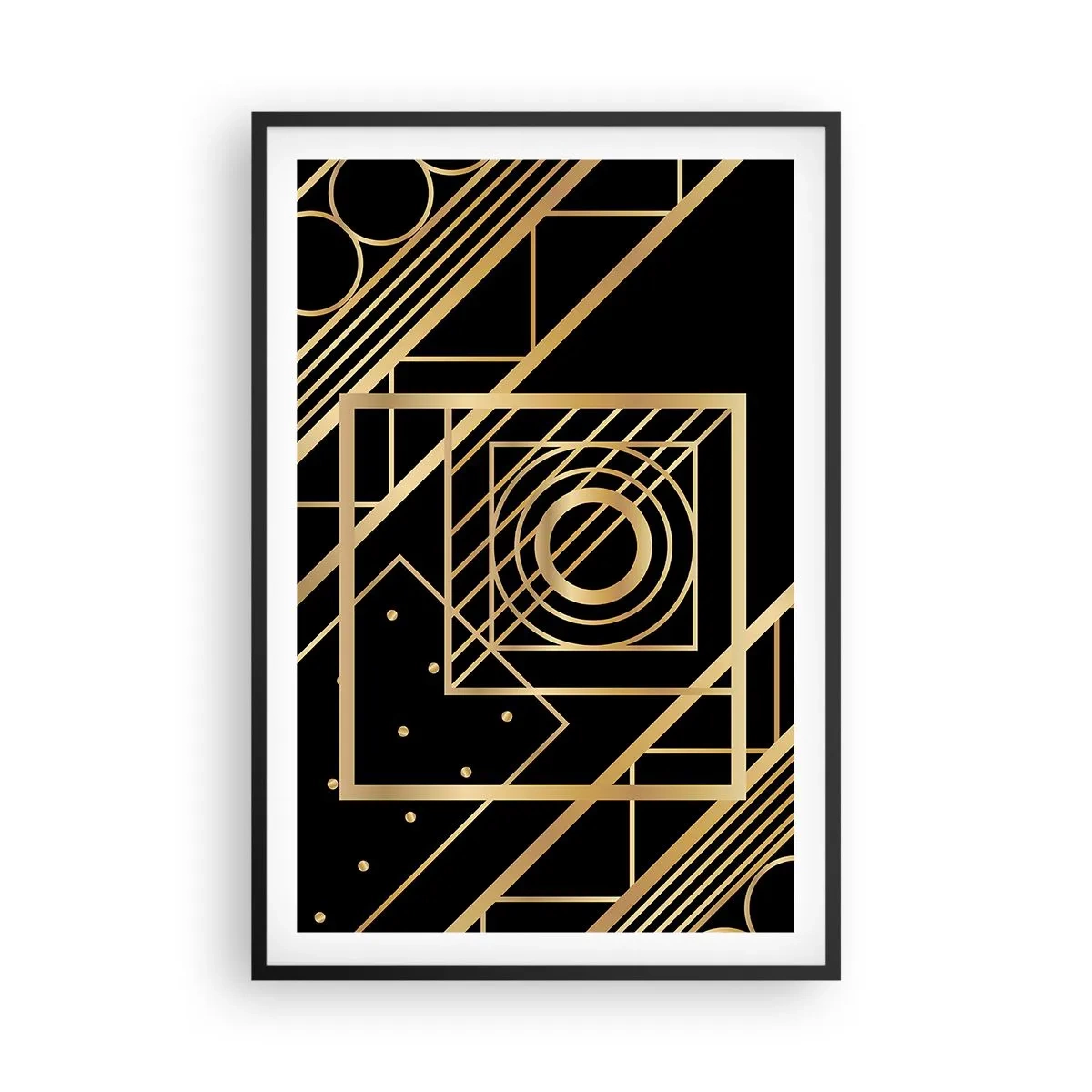 Poster in cornice nera - Geometria dorata - 61x91 cm