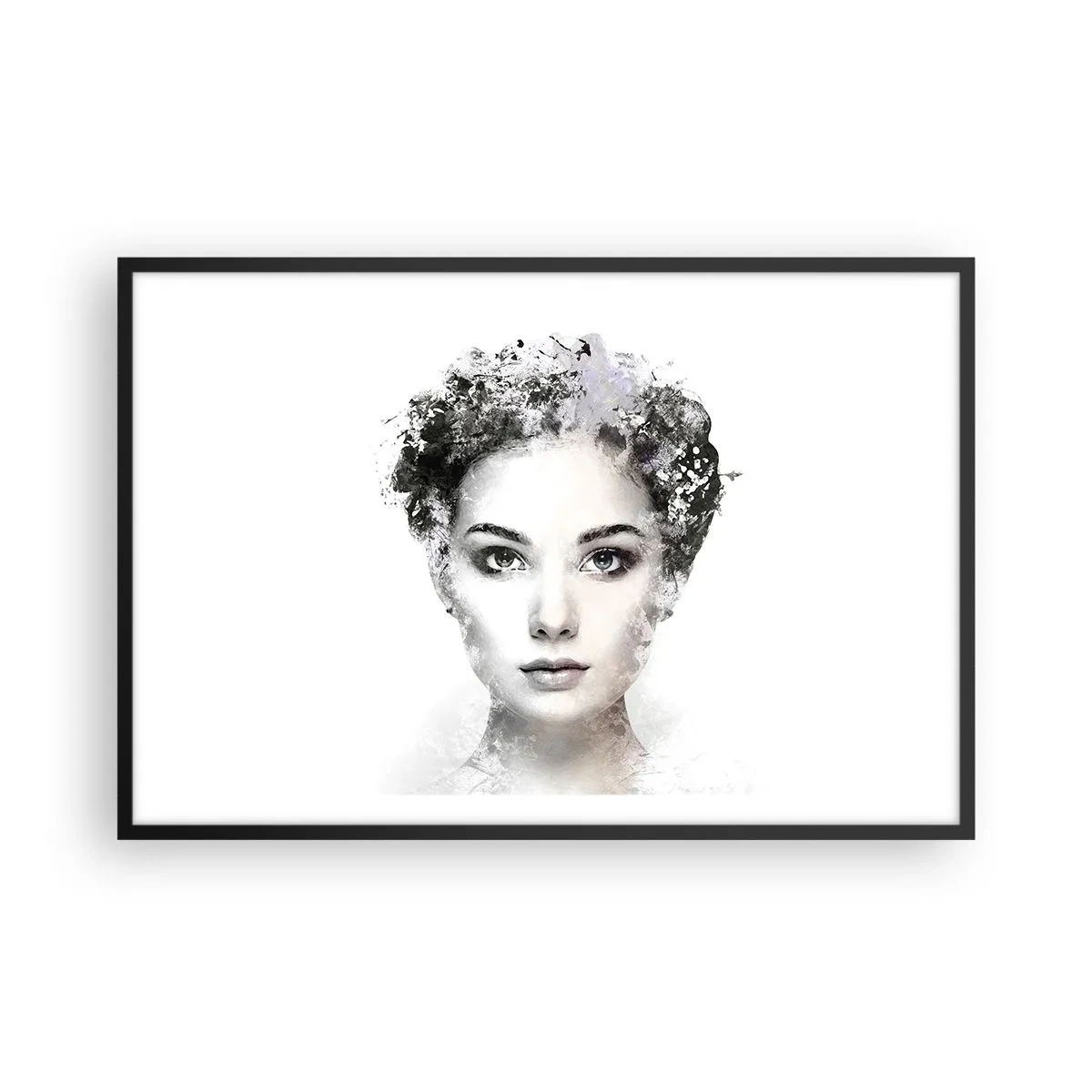 Poster in cornice nera - Ritratto estremamente alla moda - 91x61 cm