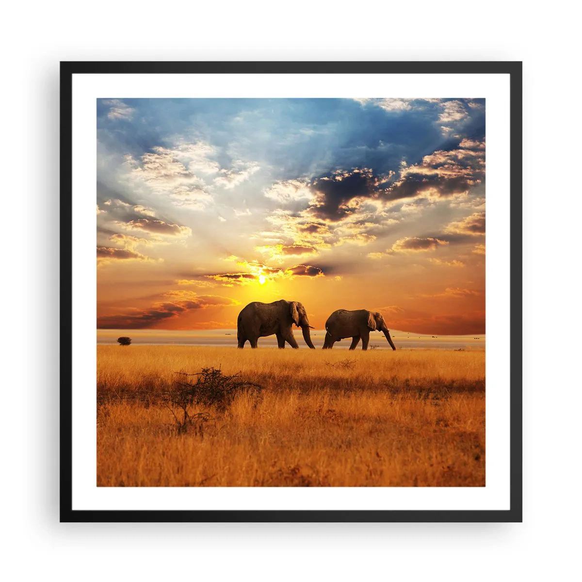 Poster in cornice nera - Passeggiata familiare - 60x60 cm