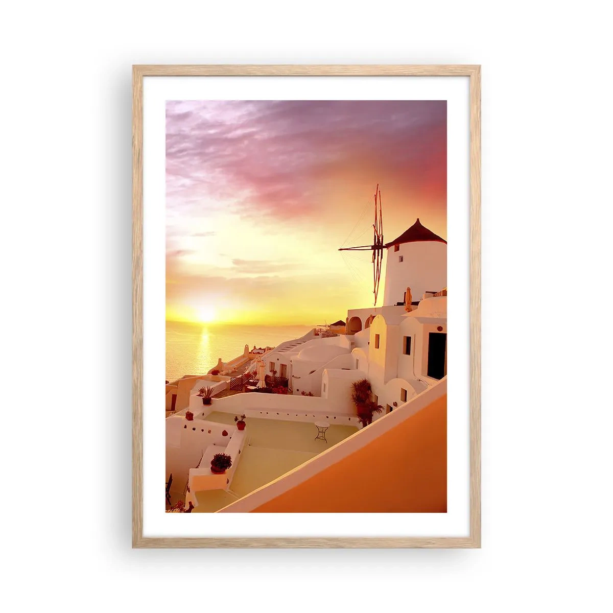 Poster in cornice rovere chiaro - Sciogliersi nel bianco e nell'oro - 50x70 cm