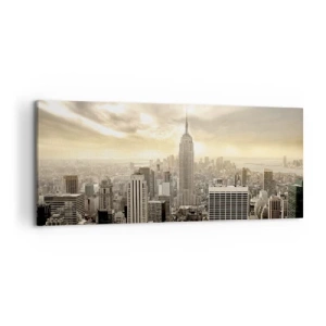 Quadro su tela - Stampe su Tela - Panorama della città con vista sull'Empire State Building - 120x50cm - New York in grigio - Decorazione murale moderna per soggiorno e camera da letto ARTTOR