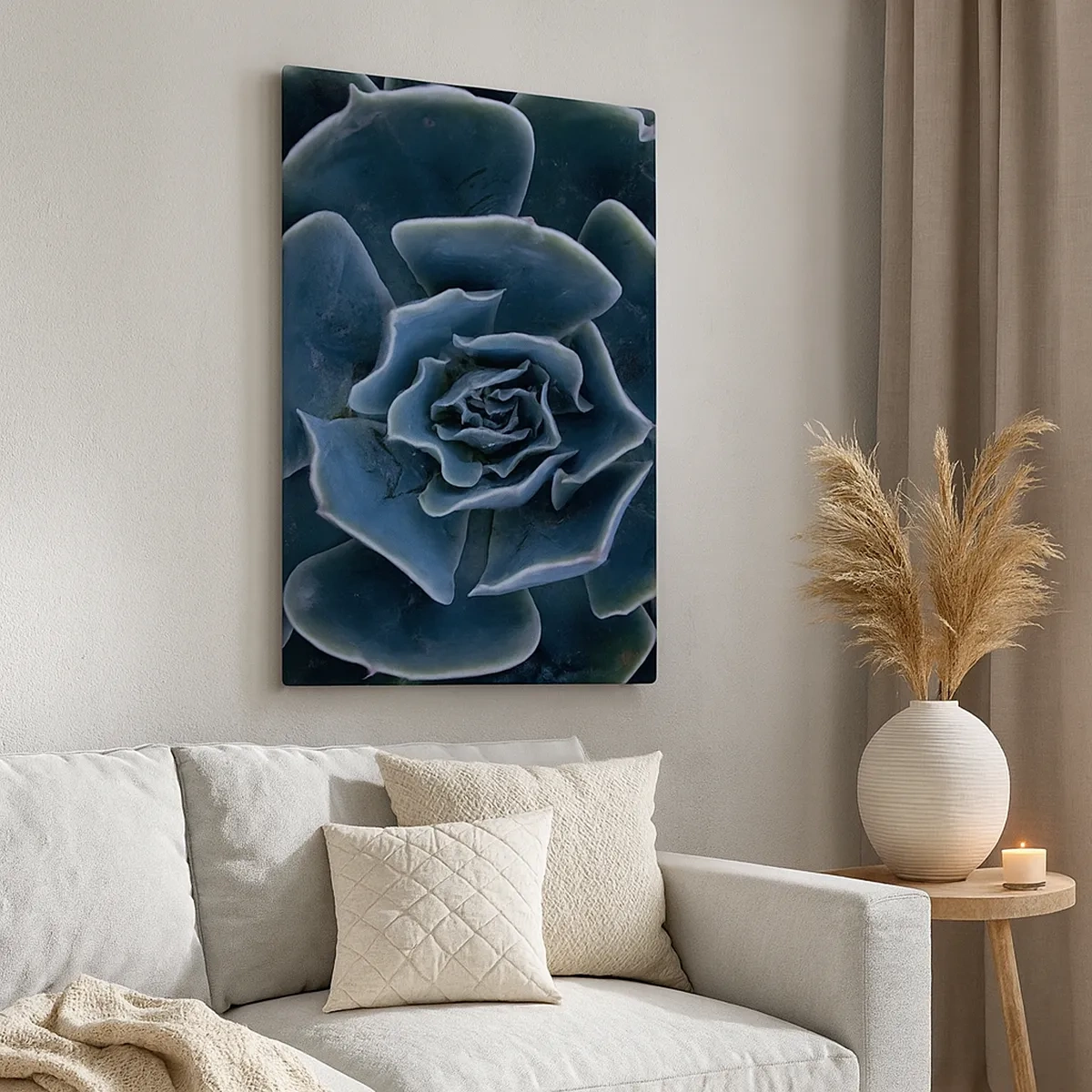Quadro su tela - Stampe su Tela - Primo piano di una rosetta succulenta verde - 50x70cm - Fiore del deserto - Decorazione murale moderna per soggiorno e camera da letto ARTTOR