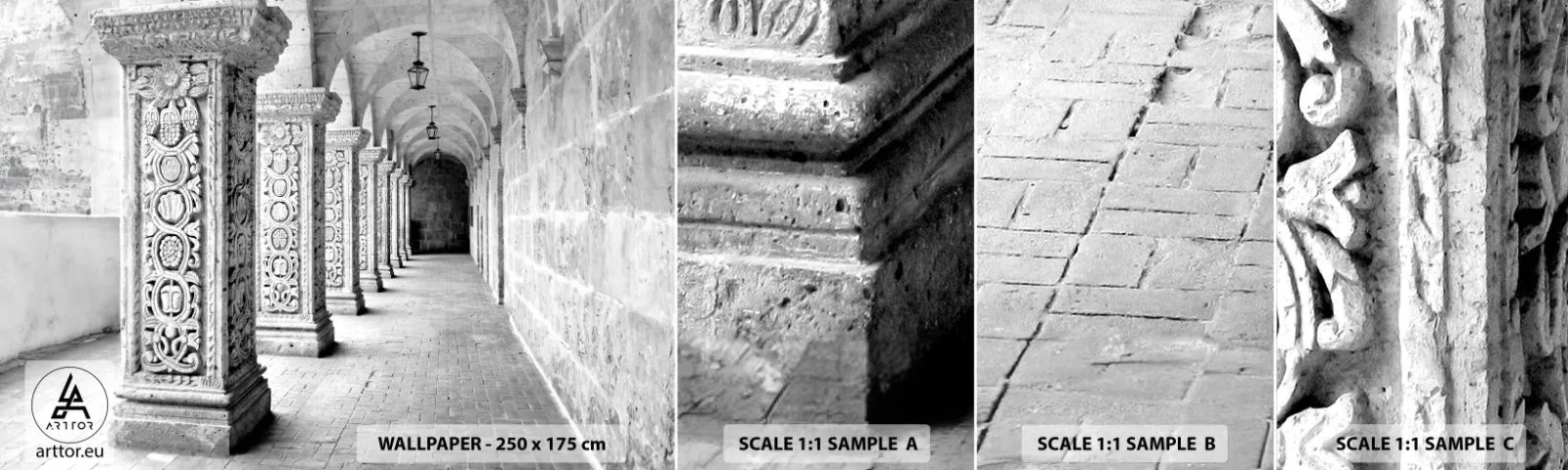 Campione Di Fotomurale Standard Eco - Dove porterà? - Architettura, Pezzo, Bianco e nero - 100x30 cm