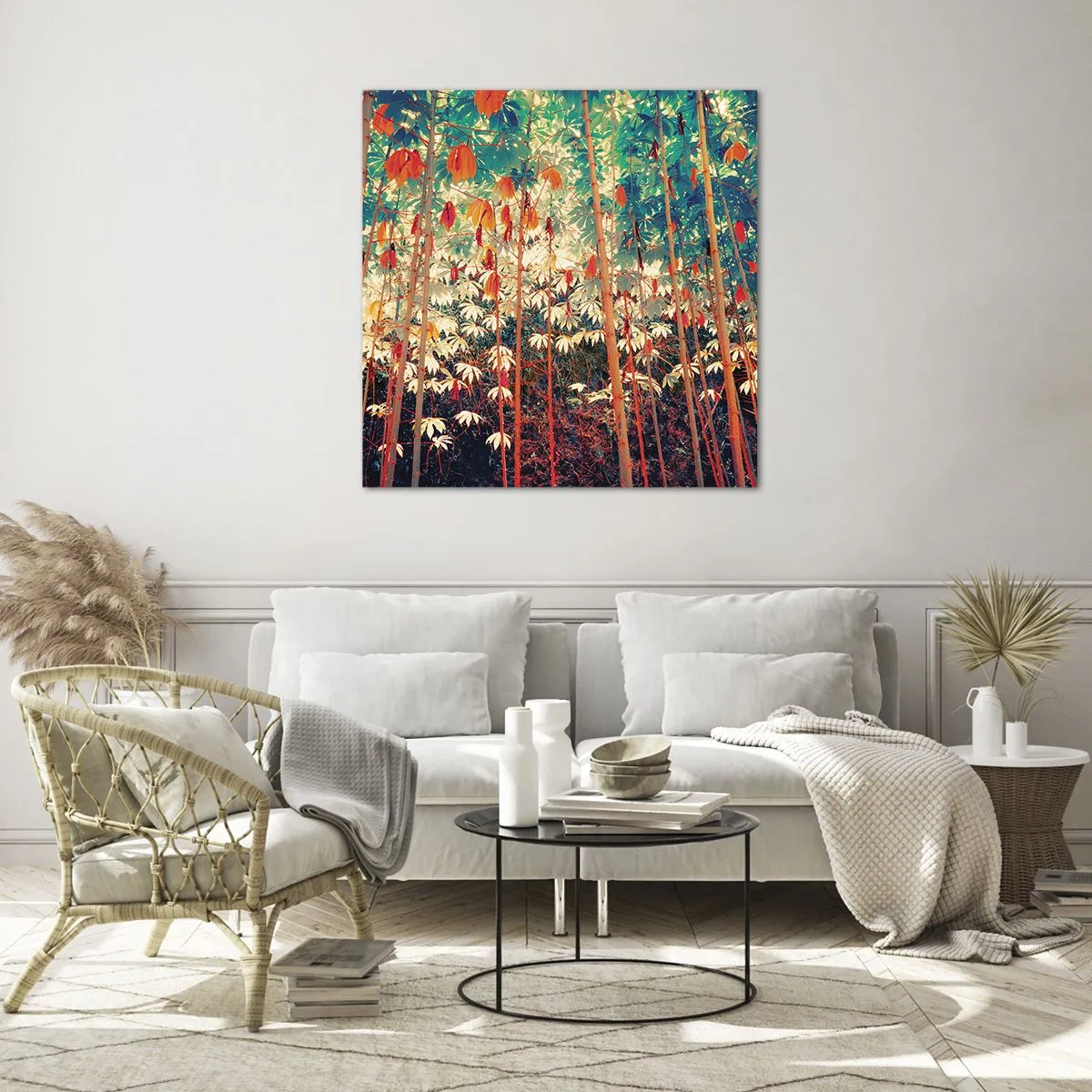 Quadro su vetro - La vita segreta delle foglie - 70x70 cm