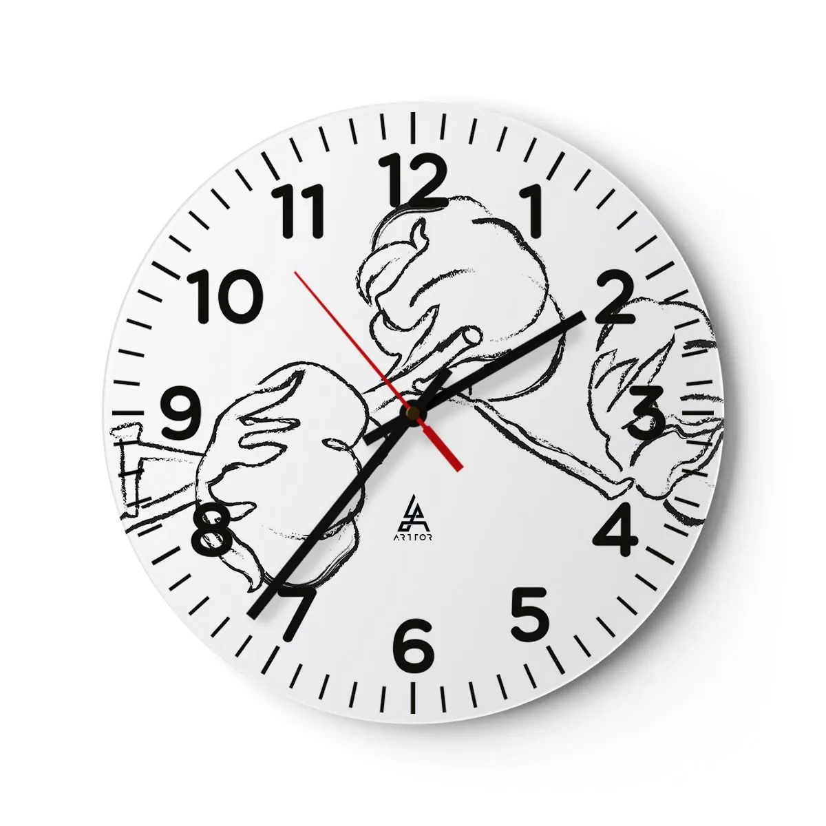Orologio da parete - Orologio in Vetro - Piumino di cotone - 30x30 cm