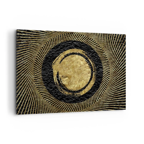Quadro su tela - Stampe su Tela - Composizione geometrica in nero e oro con raggi - 120x80cm - Composizione glamour - Decorazione murale moderna per soggiorno e camera da letto ARTTOR