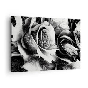 Quadro su tela - Stampe su Tela - Rose bianche e nere in una composizione elegante - 70x50cm - Sempre regina - Decorazione murale moderna per soggiorno e camera da letto ARTTOR