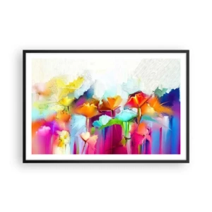 Poster in cornice nera - L'arcobaleno è fiorito - 91x61 cm
