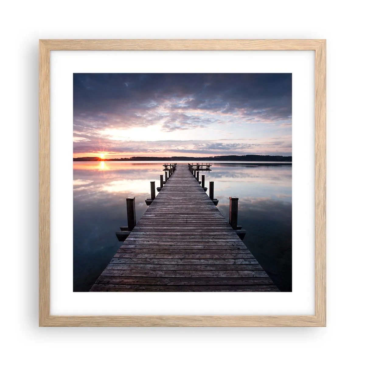 Poster in cornice rovere chiaro - Il silenzioso confine del giorno e della notte - 40x40 cm