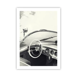 Poster - Interno di un'auto d'epoca con volante - 50x70cm - Il ricco e il povero - Decorazione murale moderna per soggiorno e camera da letto ARTTOR