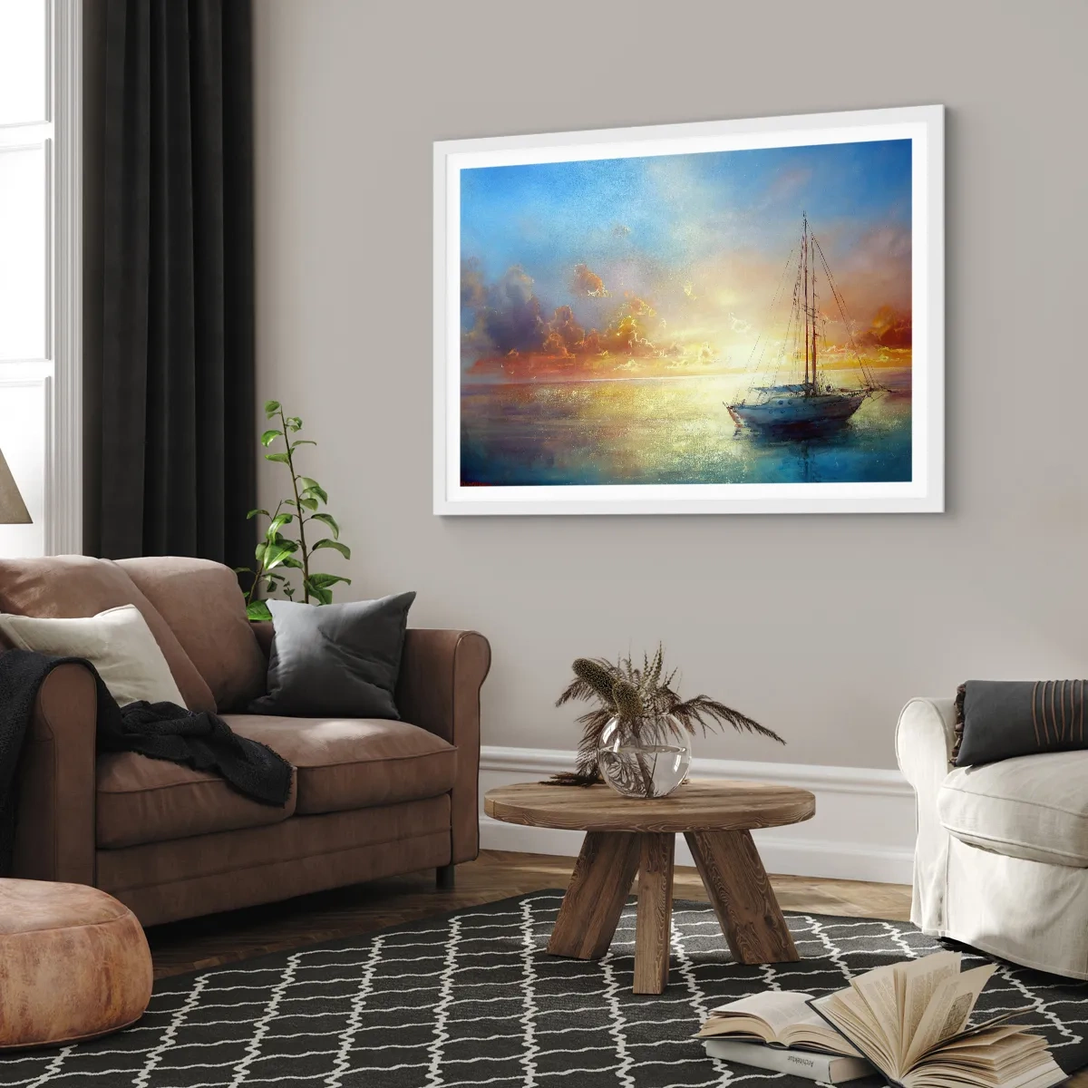 Poster in cornice bianca - Nella baia dorata - 91x61 cm