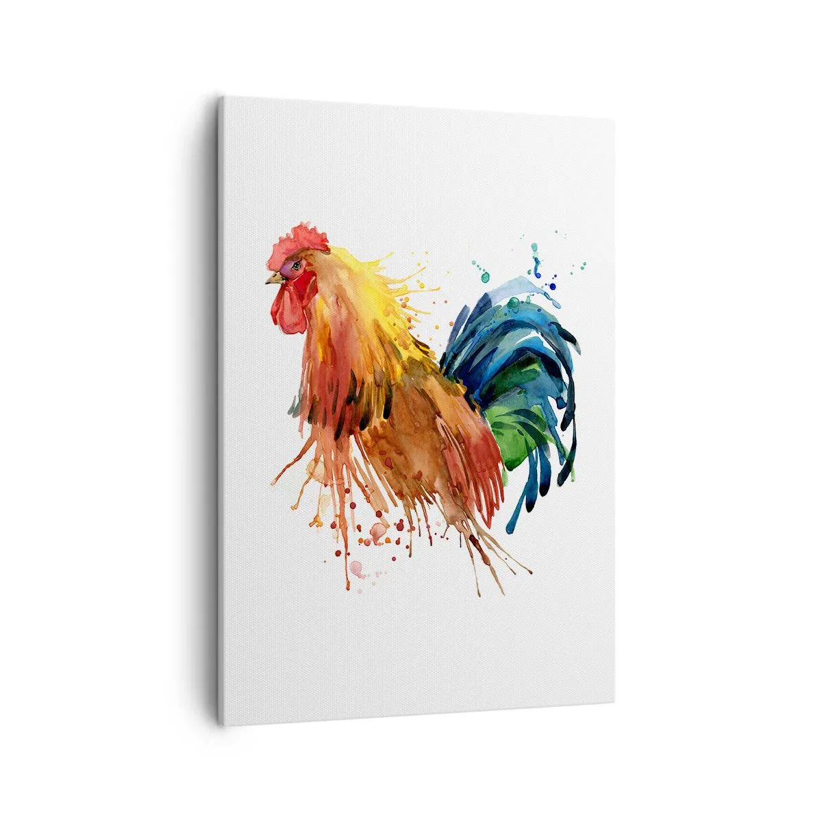 Quadro su tela - Stampe su Tela - Gallo colorato in stile acquerello - 50x70cm - Abito reale, orgoglio reale - Decorazione murale moderna per soggiorno e camera da letto ARTTOR