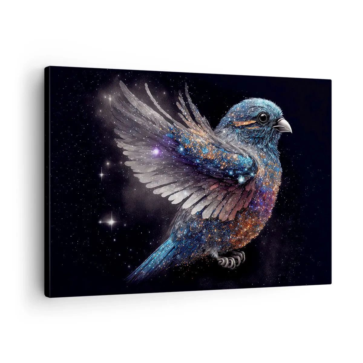 Quadro su tela - Stampe su Tela - Un passero in stile spaziale con una lucentezza diamantata - 70x50cm - Passero di diamante - Decorazione murale moderna per soggiorno e camera da letto ARTTOR
