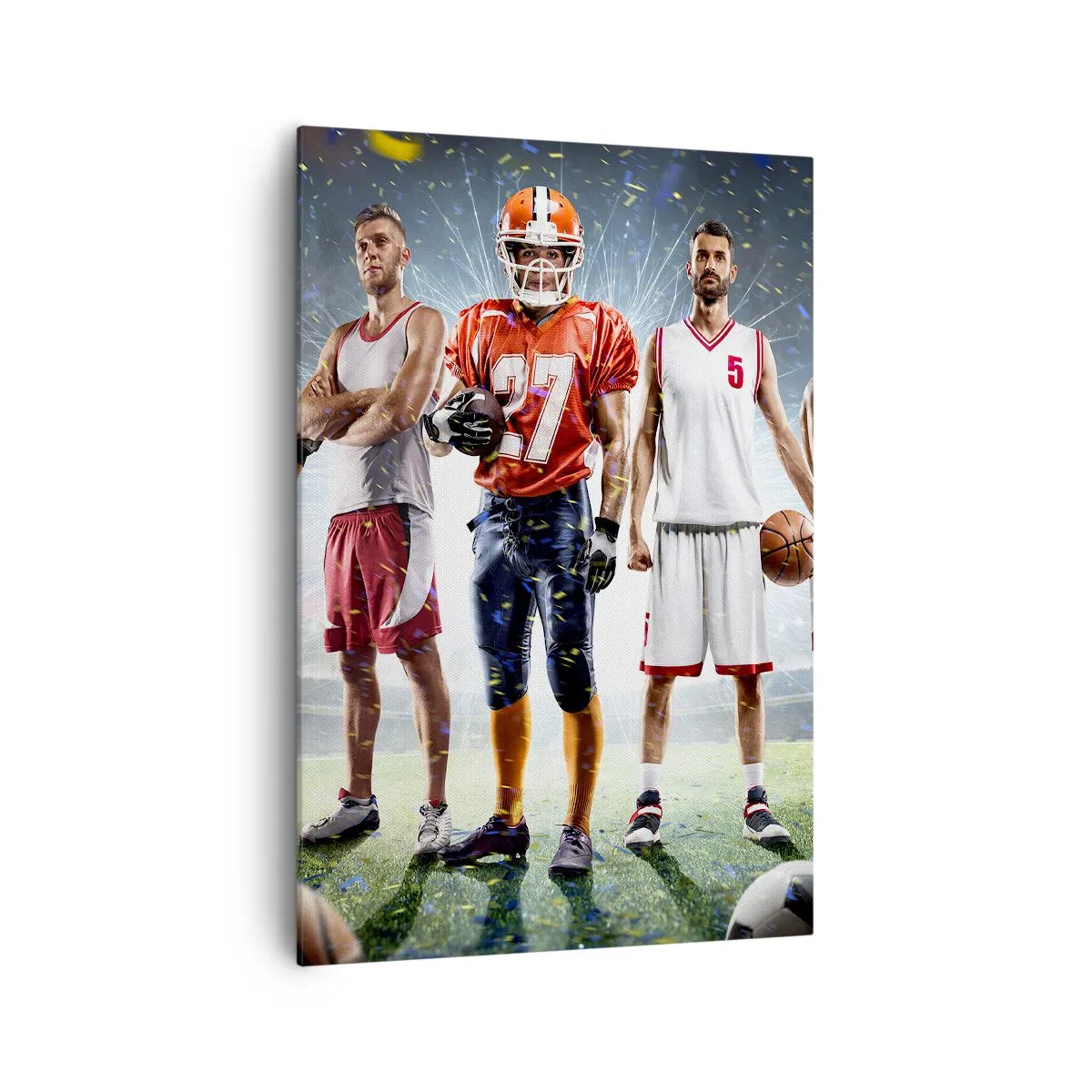 Quadro su tela - Stampe su Tela - Una scena dinamica di atleti di varie discipline nello stadio sotto i riflettori - 70x100cm - I campi dei gladiatori - Decorazione murale moderna per soggiorno e camera da letto ARTTOR