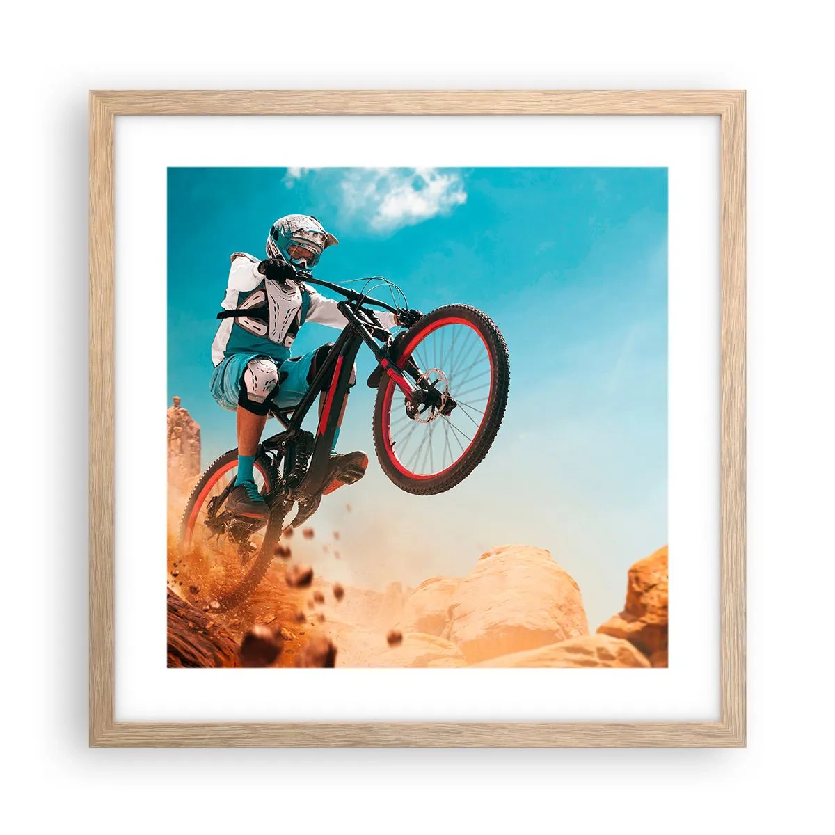 Poster in cornice rovere chiaro - Il demone della follia ciclistica - 40x40 cm