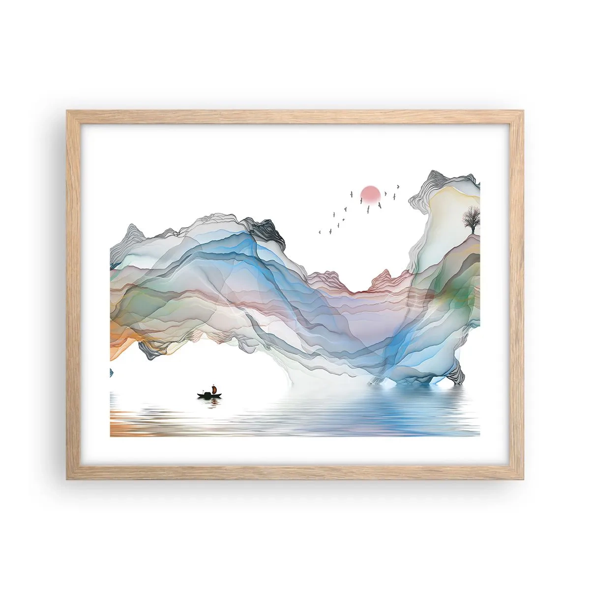 Poster in cornice rovere chiaro - Verso i monti di cristallo - 50x40 cm