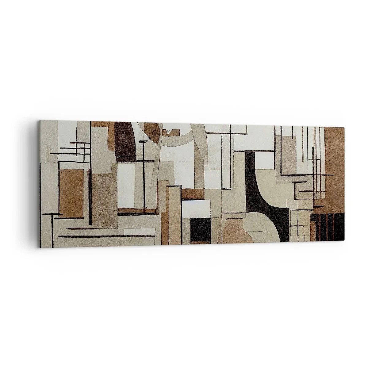 Quadro su tela - Stampe su Tela - Astrazione architettonica in beige e marrone - 140x50cm - Paesaggio urbano 2.0 - Decorazione murale moderna per soggiorno e camera da letto ARTTOR