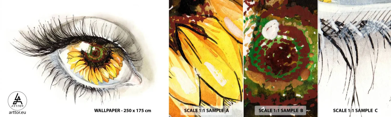 Campione Di Fotomurale Standard Eco - Uno sguardo caldo come l'estate - Astrazione, Grafica, Occhio - 100x30 cm