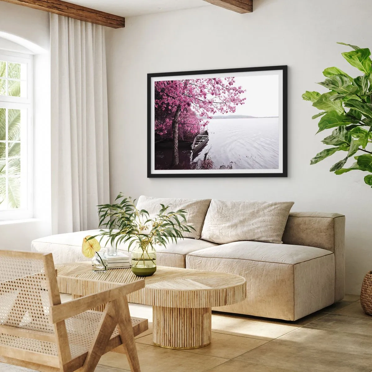 Poster in cornice nera - Nel silenzio rosa - 50x40 cm