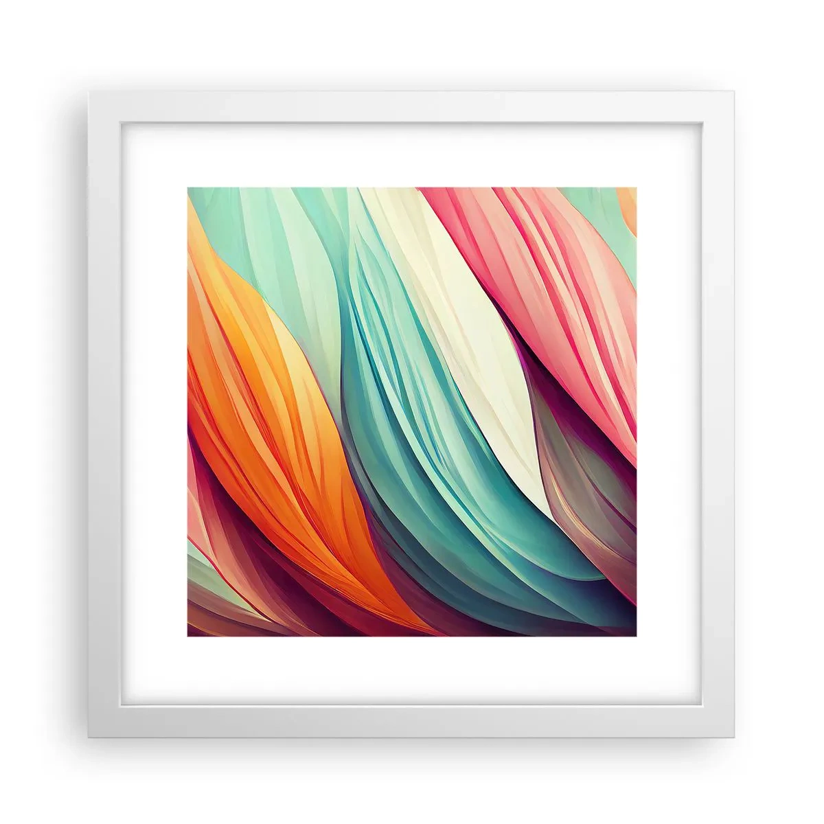 Poster in cornice bianca - Intreccio arcobaleno - 30x30 cm