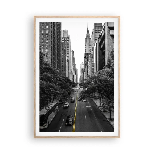 Poster in cornice rovere chiaro - Alba a New York - 70x100 cm