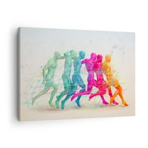 Quadro su tela - Stampe su Tela - Sagome colorate di corridori in movimento - 70x50cm - Armonia del movimento - Decorazione murale moderna per soggiorno e camera da letto ARTTOR
