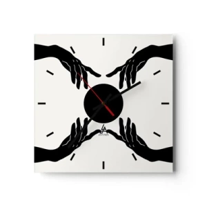 Orologio da parete - Orologio in Vetro - Mani nere in una composizione simmetrica con una palla - 30x30cm - Segno misterioso - Decorazione murale moderna per soggiorno e camera da letto ARTTOR