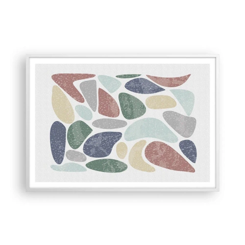 Poster in cornice bianca - Mosaico di colori incipriati - 100x70 cm